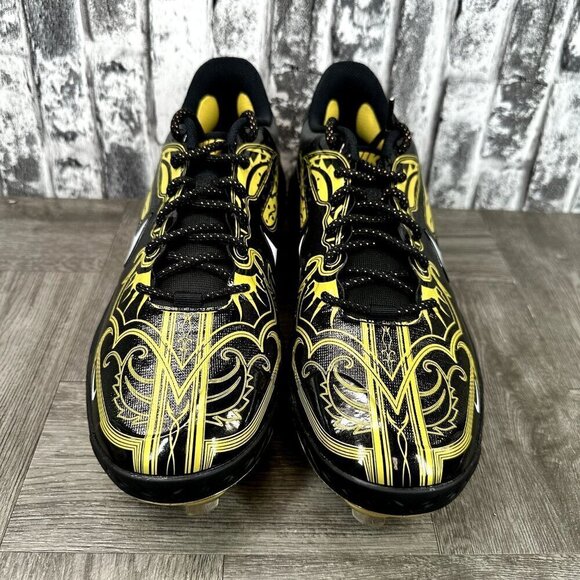 Nike Alpha Huarache Elite 3 Low Baseball Cleats CV3553-001 Size 15 Black Gold - Picture 3 of 8